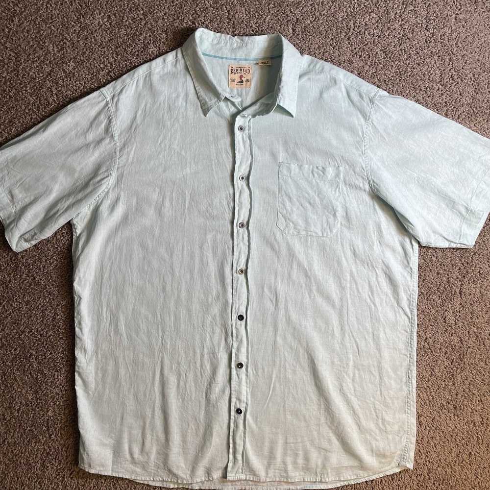 RedHead Linen Blend Short Sleeve Shirt Mens 2XLT beach resortwear coastal preppy - Picture 3 of 7